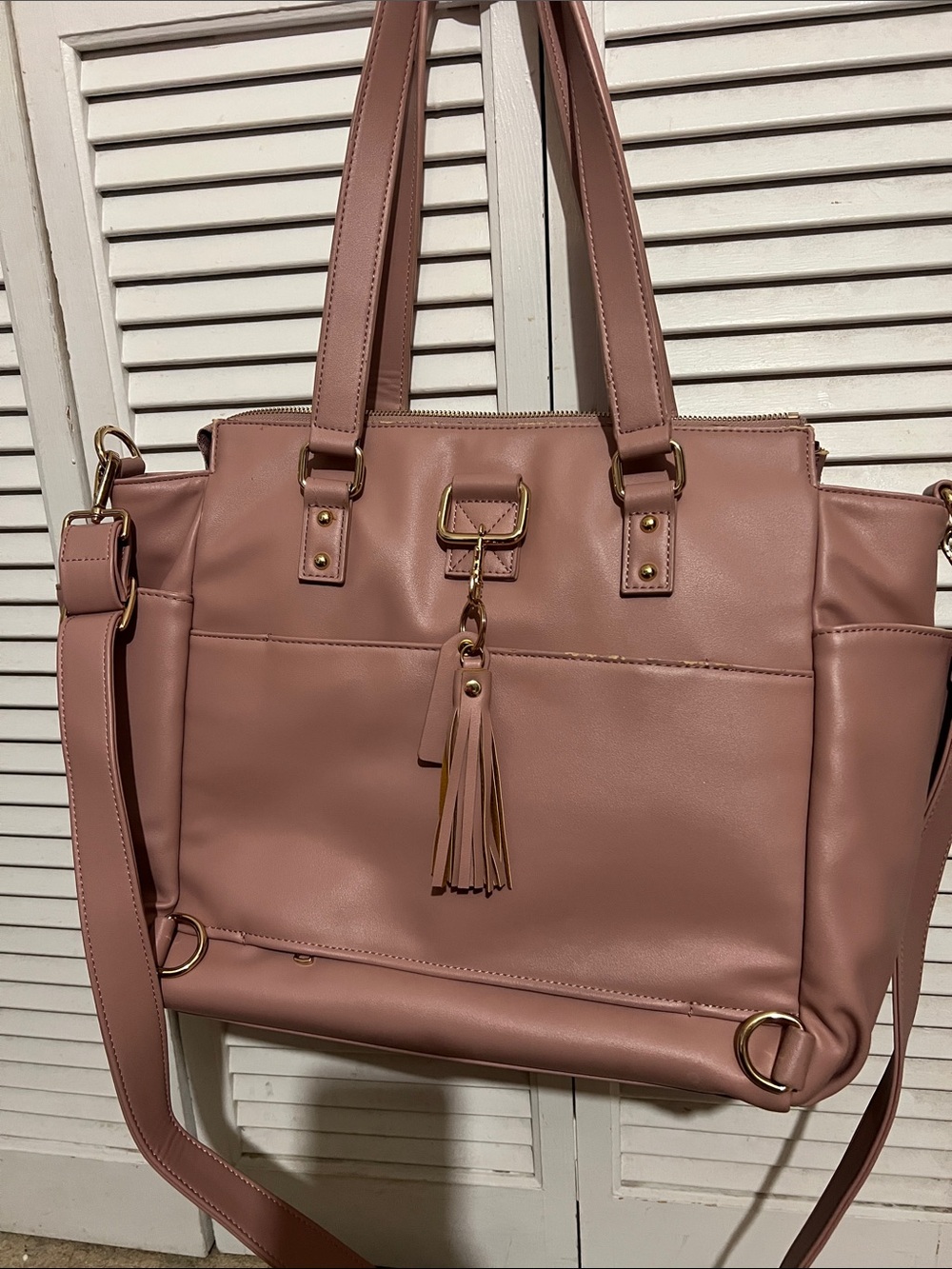 White Elm Rose-Mauve Tote with Tassel Accent - Picture 2 of 11
